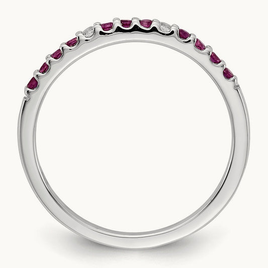 Diamond and Ruby Band, 14K White Gold