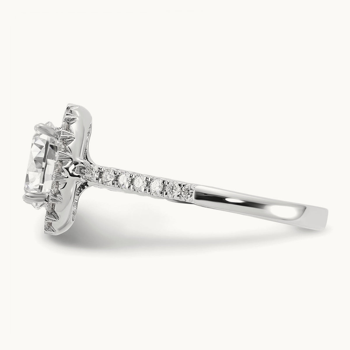 Oval Semi-Mount Halo Engagement Ring, 0.25-0.50 ct tw Lab-Grown Diamond — 1/2 ct (holds 1 1/2 ct center) · VS/SI (Great), 14K White Gold, 7