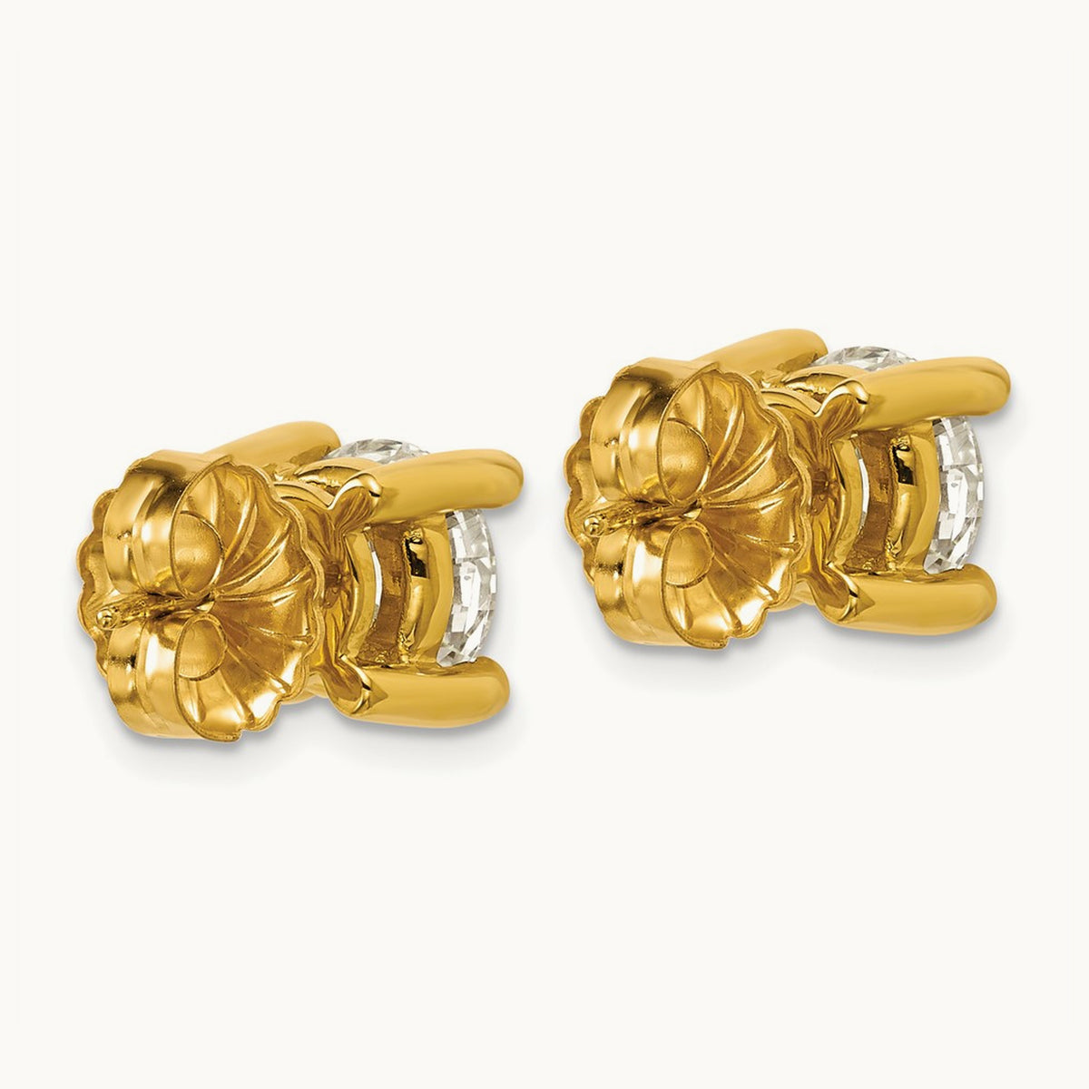 Round Lightweight Earrings, 0.25-6.00 ct tw Lab-Grown Diamond — 5 ct, 10K Yellow Gold