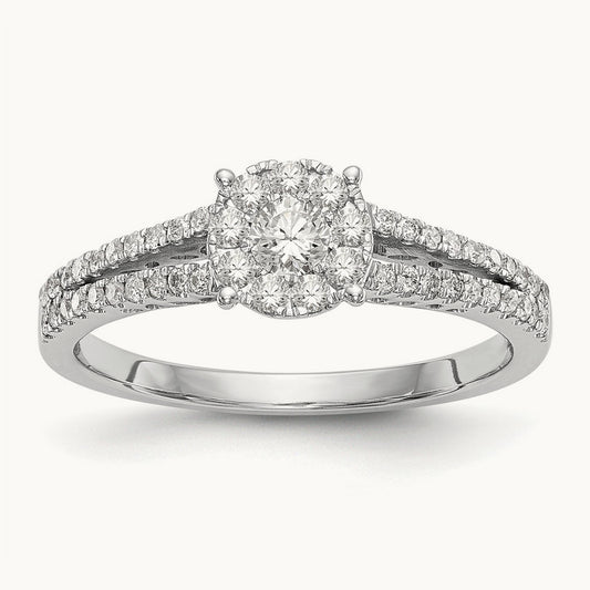 Complete Diamond Cluster Engagement Ring — photo set