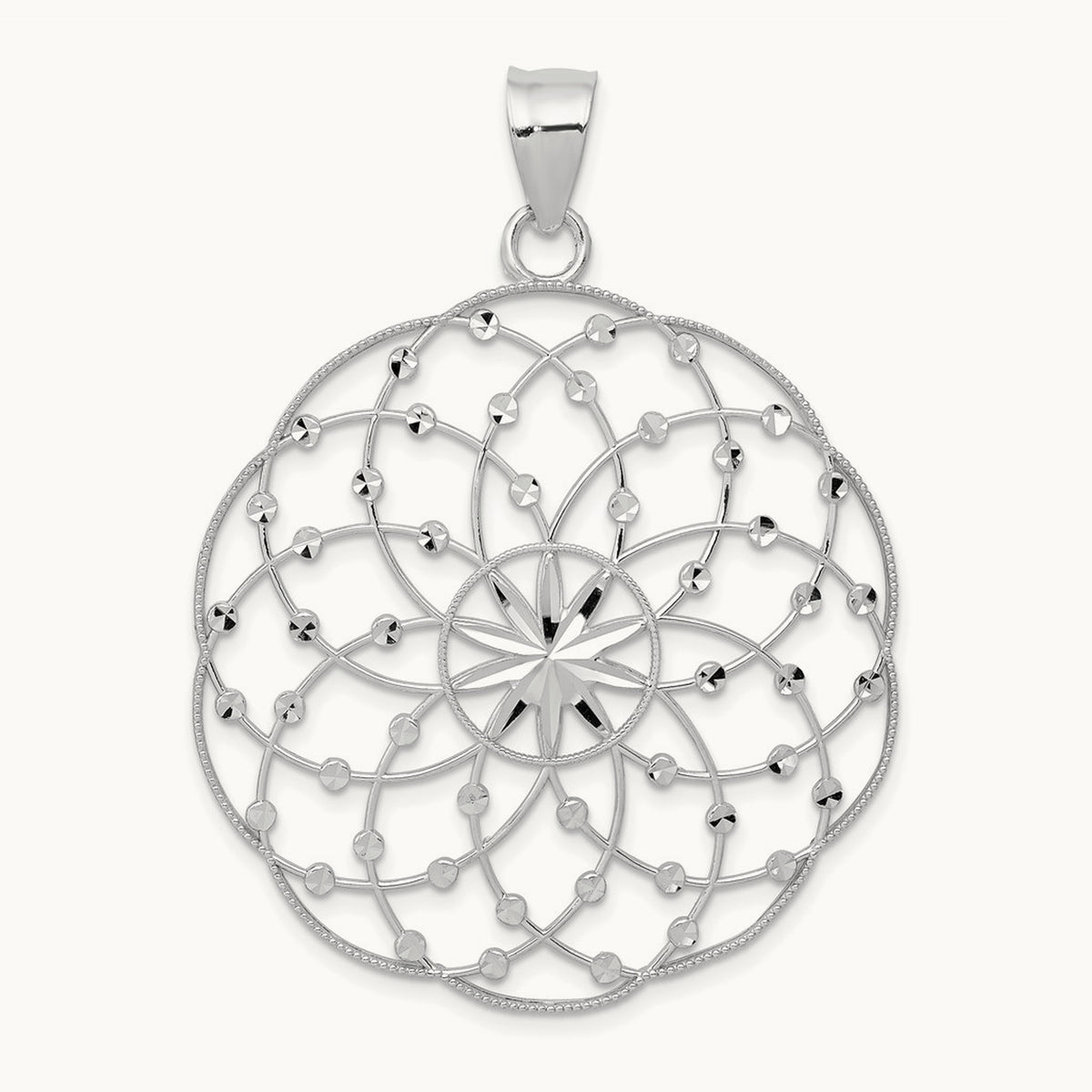 Diamond Cut Sphere Pendant — 14K White Gold