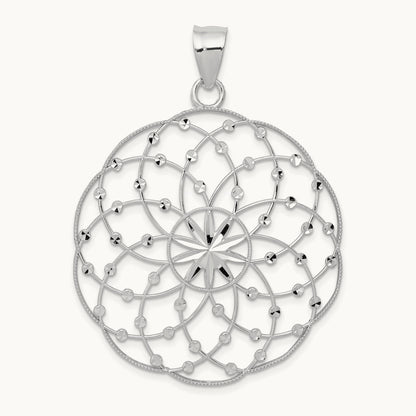 Diamond Cut Sphere Pendant — 14K White Gold