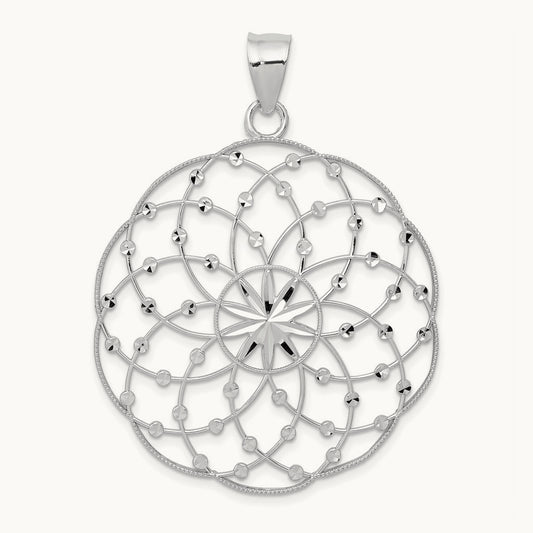 Diamond Cut Sphere Pendant — 14K White Gold
