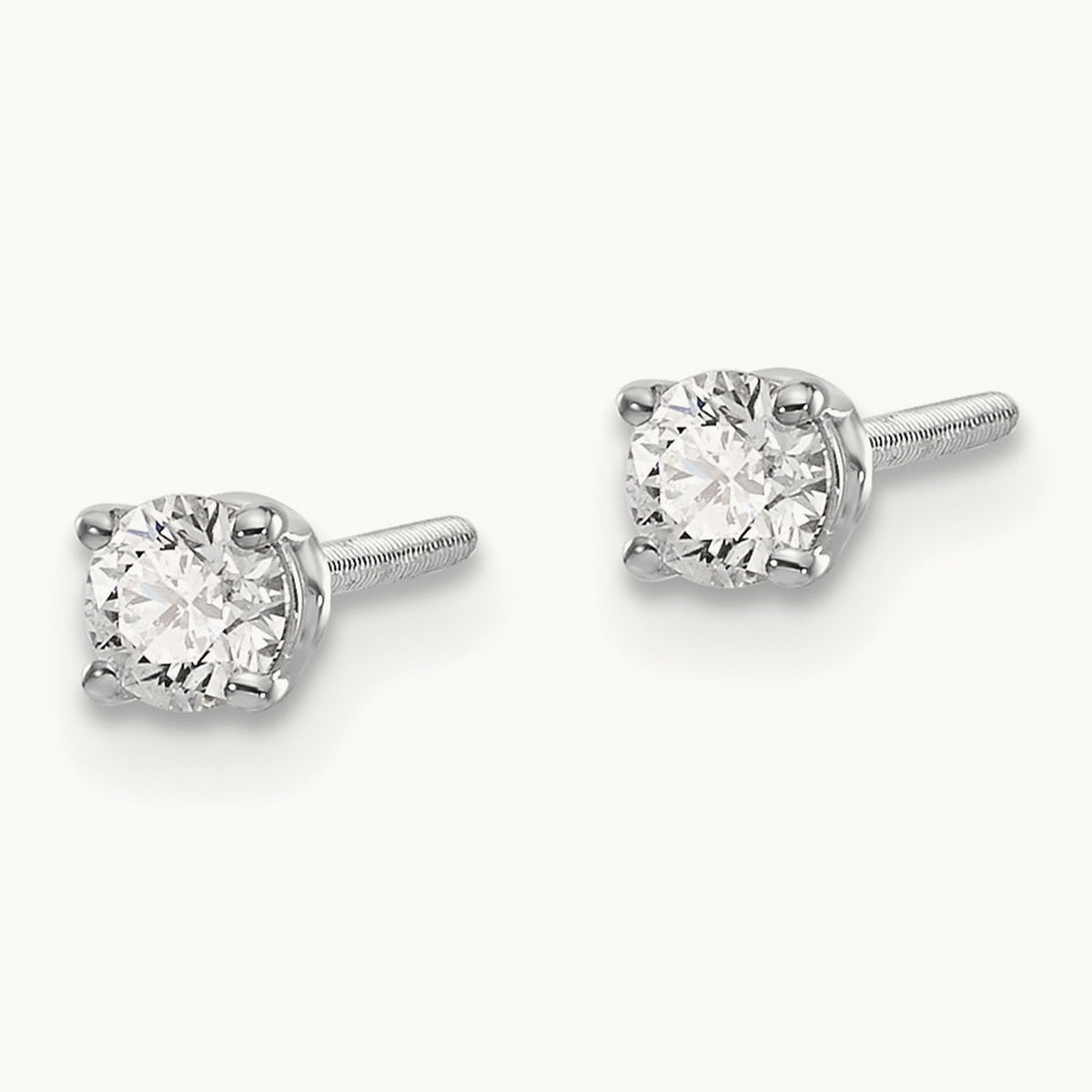 Diamond Stud Thread on/off Post Earrings — 3.2mm