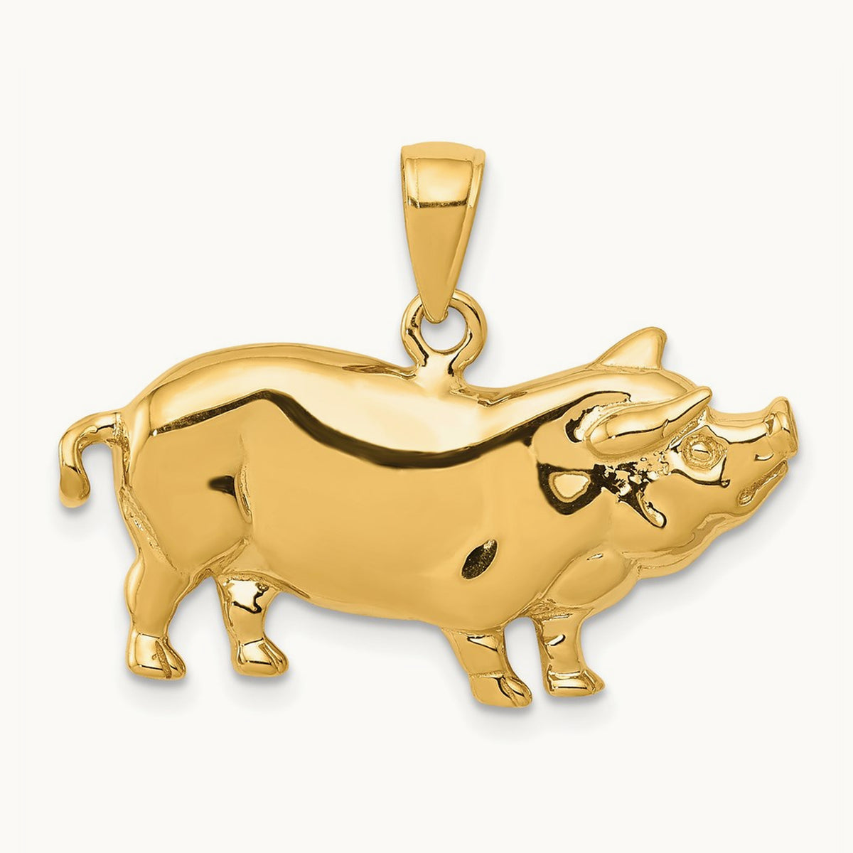 Pot Belly Pig Pendant, 14K