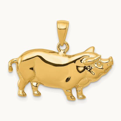 Pot Belly Pig Pendant, 14K