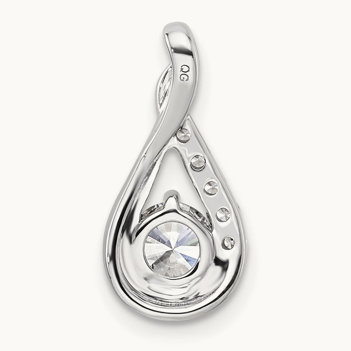 Polished Diamond Complete Tear-drop Chain Slide, 14K White Gold