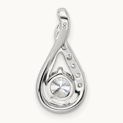 Polished Diamond Complete Tear-drop Chain Slide, 14K White Gold
