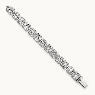 SS Rh-Plated 2ct Lab Grown Dia VS/SI+ G+ Comp Fashion Tennis Bracelet