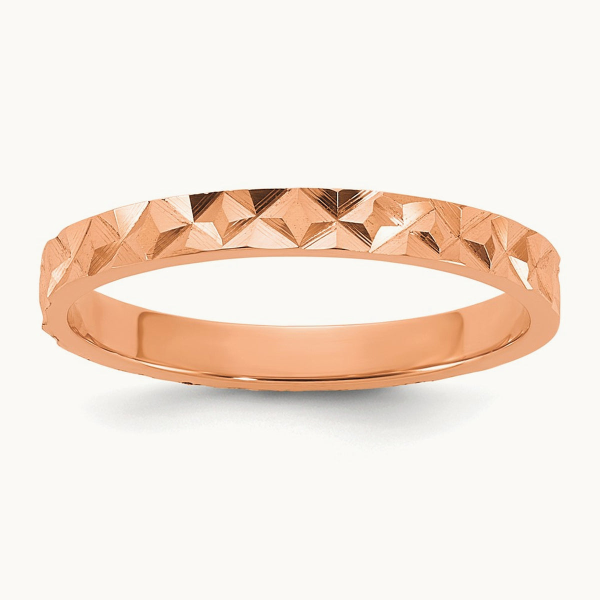 Diamond-cut Design Band Baby / Children's Ring — 14K Rose Gold
