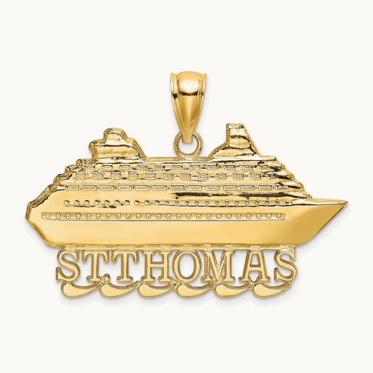 ST. THOMAS Cruise Ship Charm, 14K