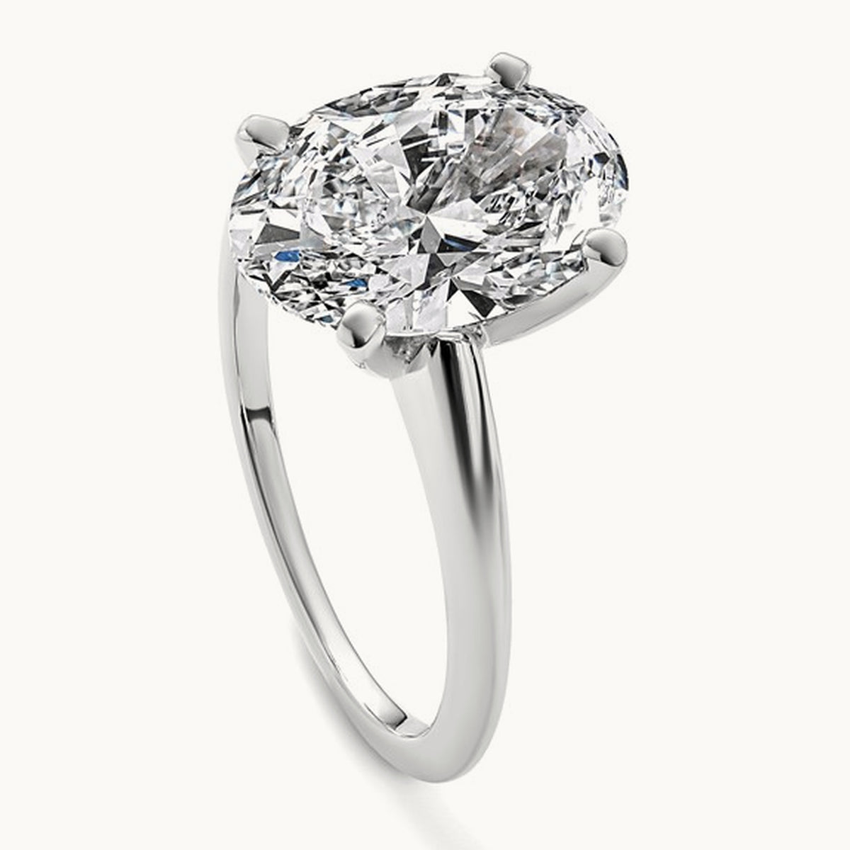 Oval Solitaire Engagement Ring, 0.50-5.00 ct tw Lab-Grown Diamond — 4 ct, 14K White Gold