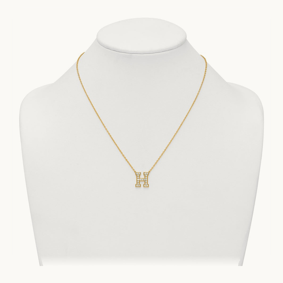 Initial Necklace — 14K Yellow Gold, H, 1/2 ct