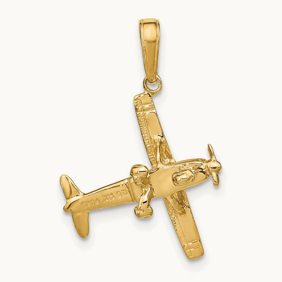 3-D High-Wing Airplane Pendant — 14K Yellow Gold