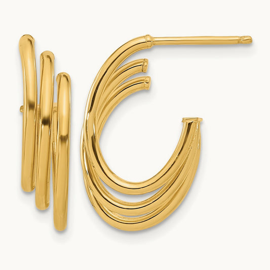 Polished J-Hoop Post Earrings — Leslie's — photo set