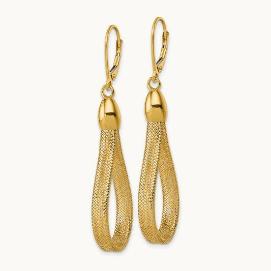 Polished Flexible Leverback Dangle Earrings, 14K