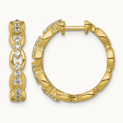 Fashion Hoop Earrings, 0.25 ct tw Lab-Grown Diamond — 14K Yellow Gold
