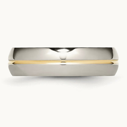 Polished Yellow IP-plated Grooved Band — photo set