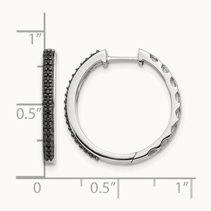 Black Diamond Hinged Hoop Earrings — photo set