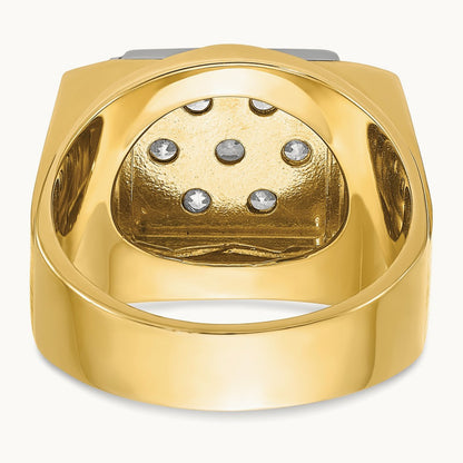 IBGoodman Men's Polished and Satin Diamond Cluster Ring, 14K Two-tone