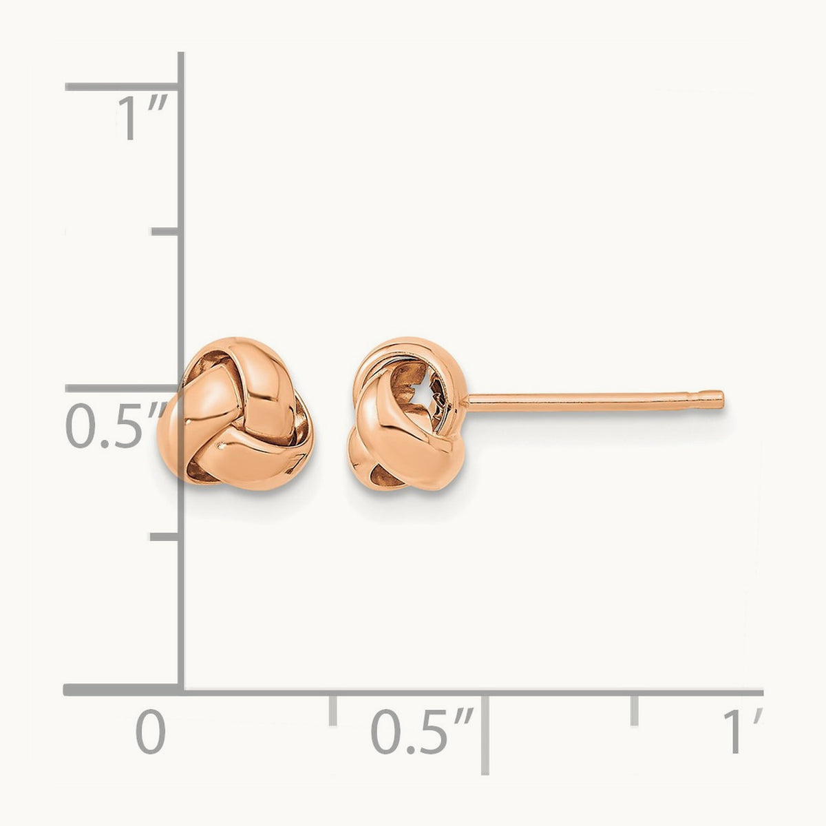 Polished Love Knot Post Earrings — 14K Rose Gold, 6mm