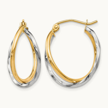 Hinged Hoop Earrings, 10K Two-tone — Leslie's