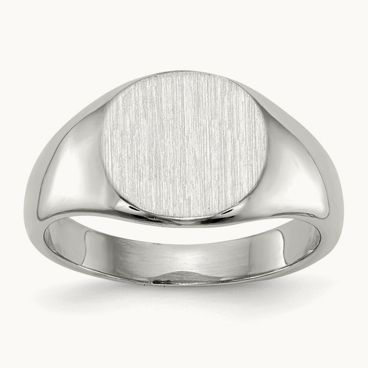 Closed Back Child's Signet Ring — 14K White Gold, 8.5x8.0mm, 3