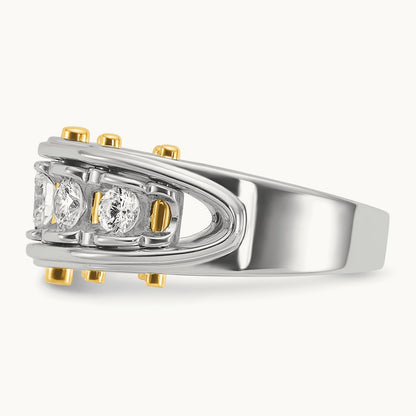 IBGoodman Men's Polished and Cut-Out 5-Stone Dia Ring, 14K Two-tone