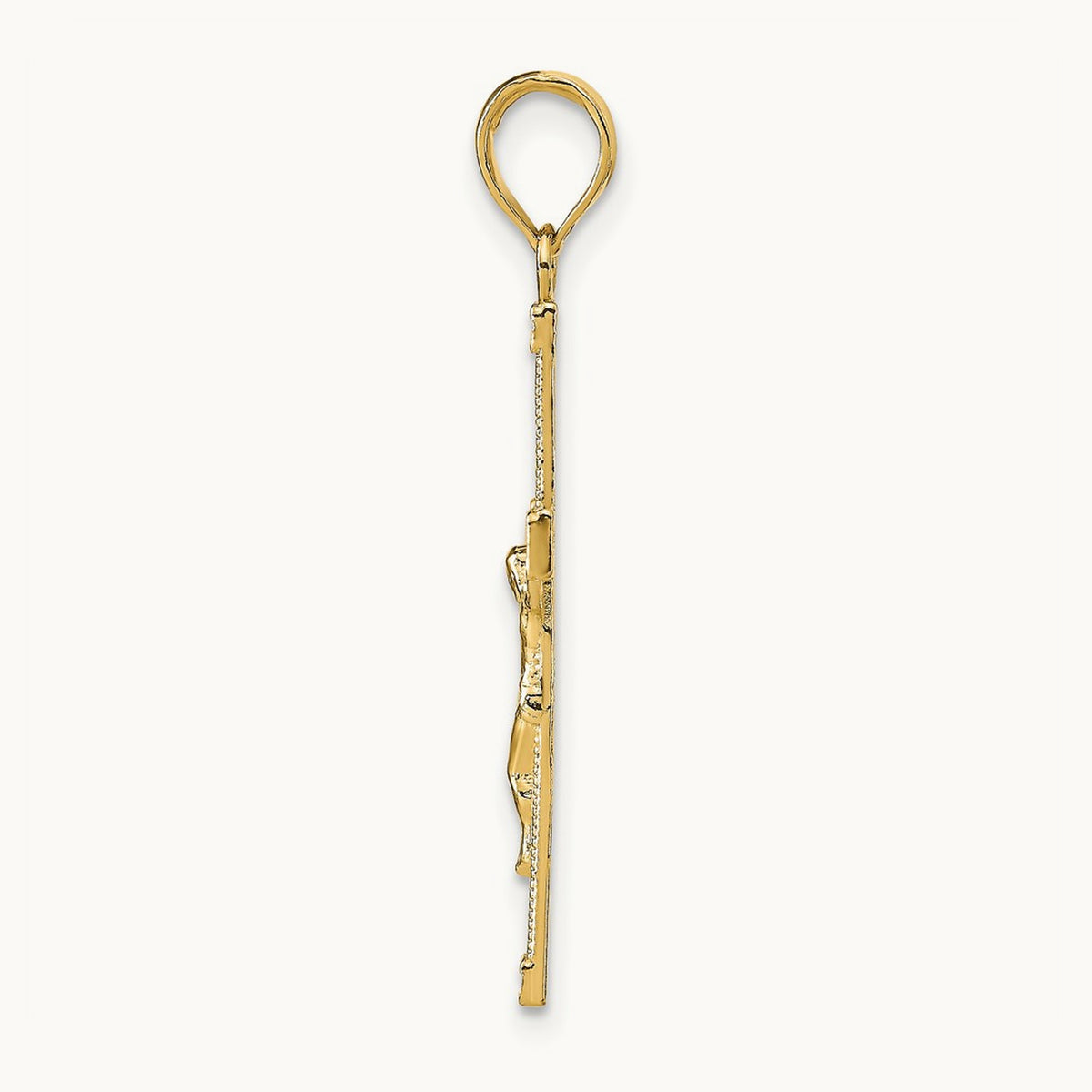 Diamond-cut Fancy Tipped Crucifix Pendant, 14K