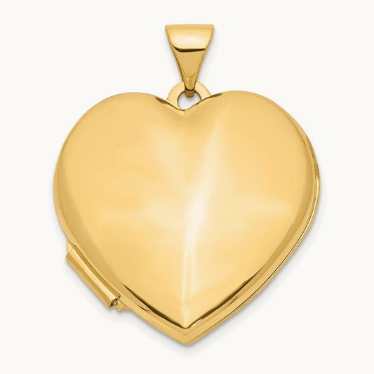 Heart Domed Locket, 21mm, 14K