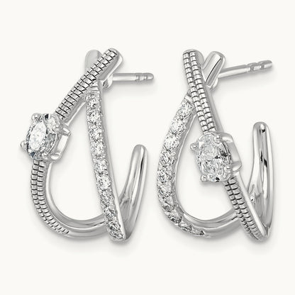 Post Fashion J-Hoop Earrings, 0.50 ct tw Lab-Grown Diamond