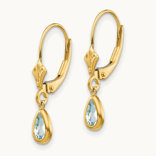 6x4mm March/Aquamarine Earrings, 14K