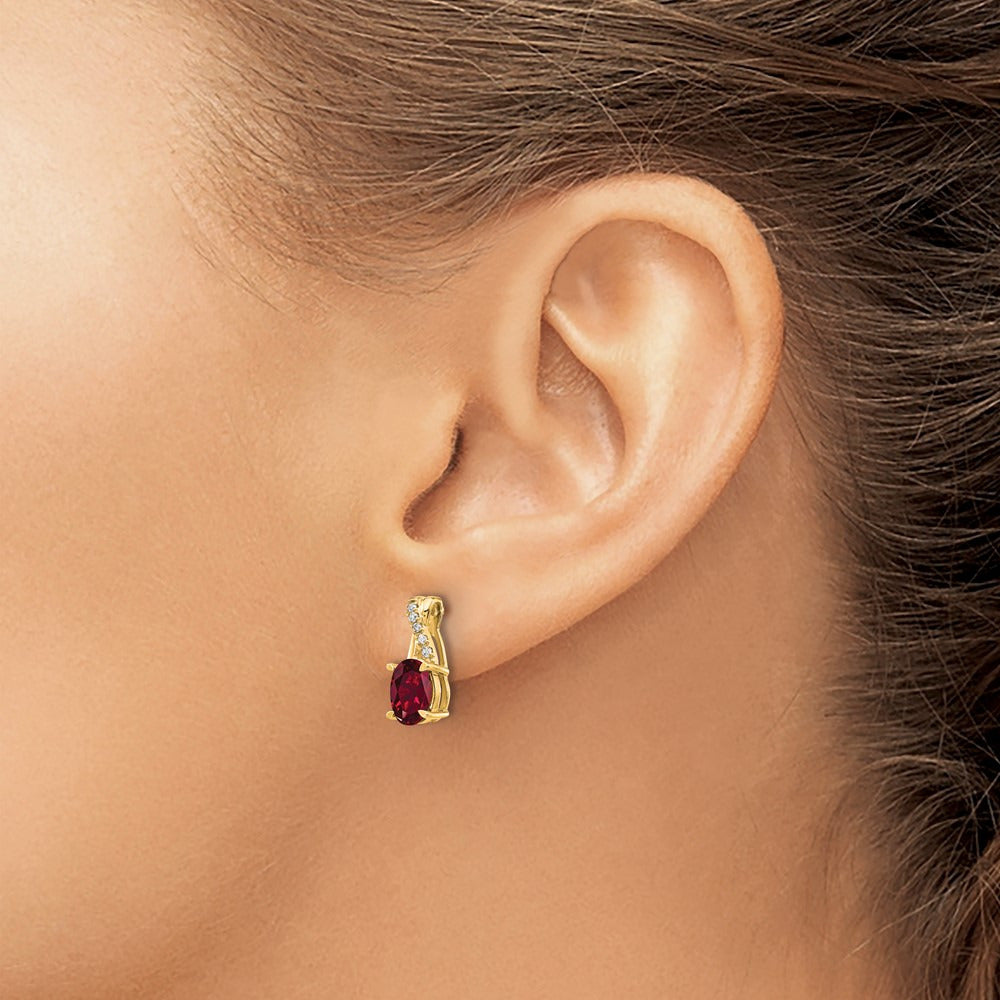 Created Ruby and Lab-Grown Diamond Earrings — 14K Yellow Gold