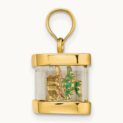 3-D Moveable Enamel Fish Aquarium Charm, 14K