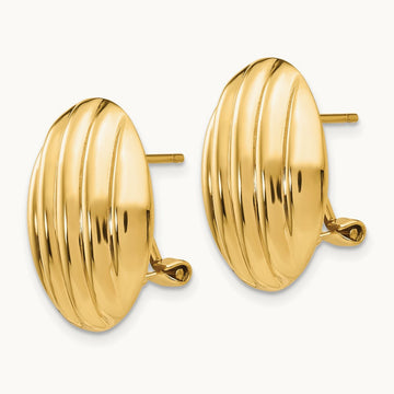Polished Fancy Omega Back Post Earrings, 14K