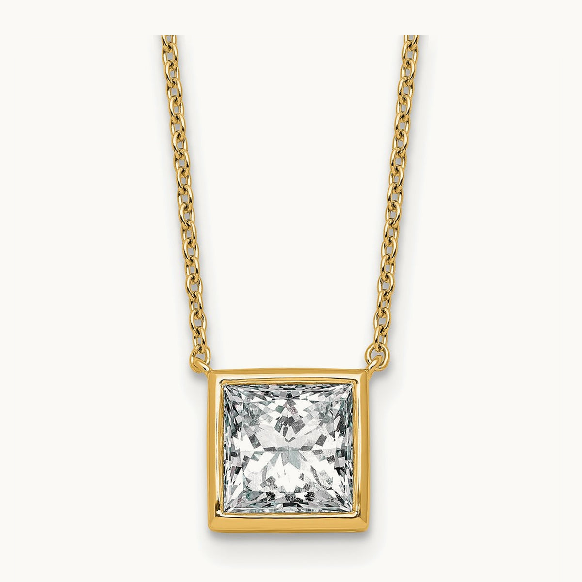 Princess Bezel Set Pendant, 1.00-4.00 ct tw Lab-Grown Diamond — 2 1/2 ct, 14K Yellow Gold