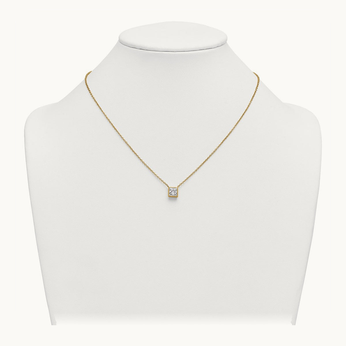 Princess Bezel Set Pendant, 1.00-4.00 ct tw Lab-Grown Diamond — 1 1/2 ct, 14K Yellow Gold