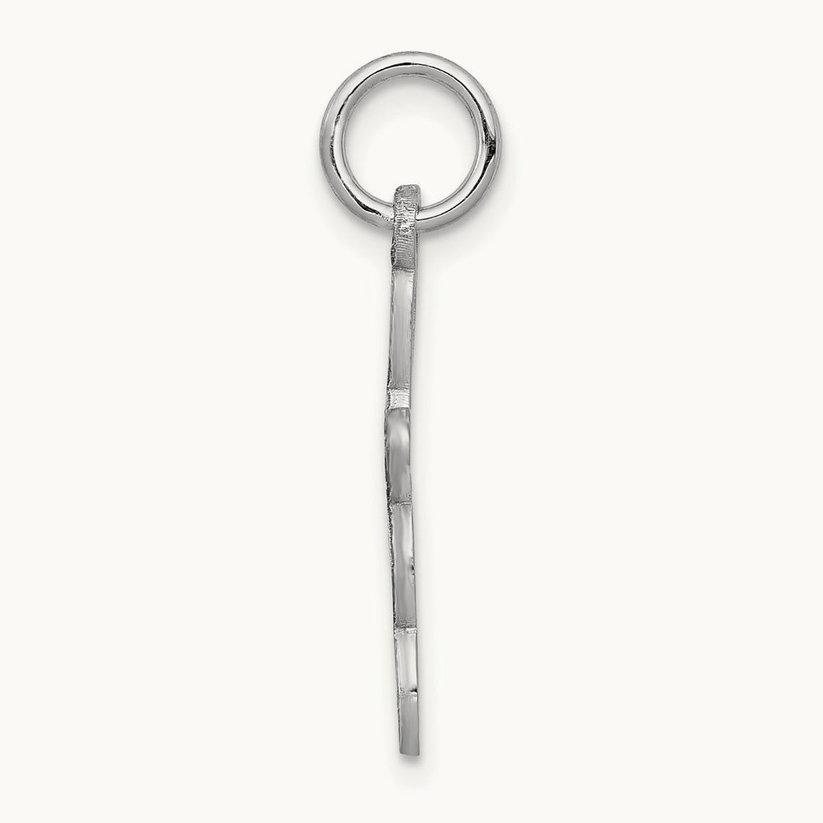 Loop with Center Heart Cross Pendant — 14K White Gold