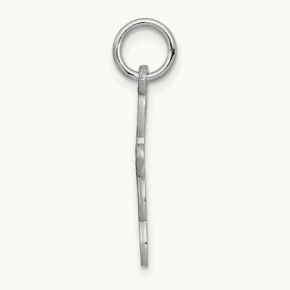 Loop with Center Heart Cross Pendant — 14K White Gold