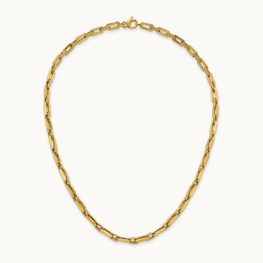 Polished and Textured Double Fancy Link 18.5in Necklace, 14K