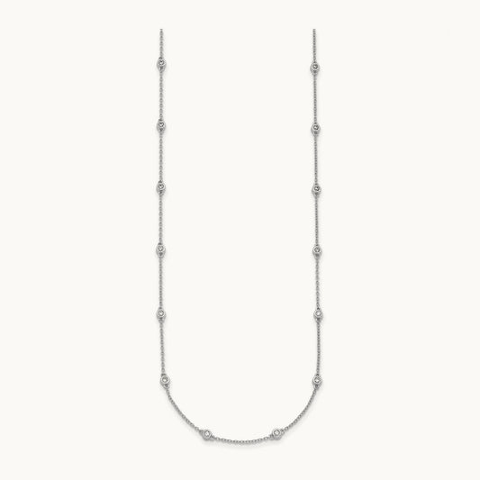 Diamond Station Cable Necklace, 14K White Gold