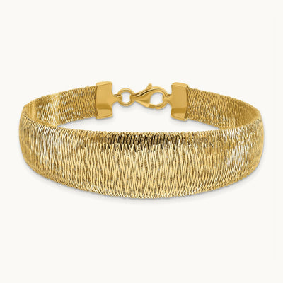 Polished Woven Graduated Dome Bracelet, 14K — Leslie's