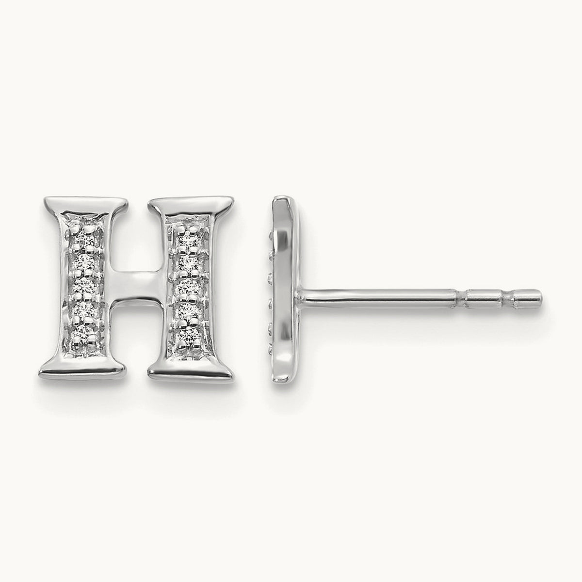 Diamond Earrings — 14K White Gold, 8mm, H