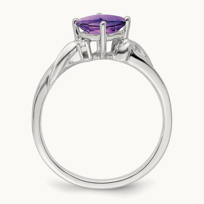 Cushion Amethyst and Diamond Ring, 14K White Gold