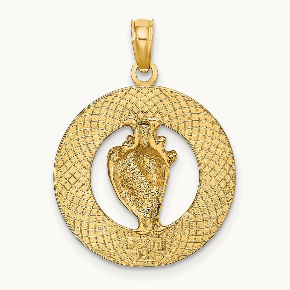BONAIRE Circle w/ Conch Shell Charm, 14K