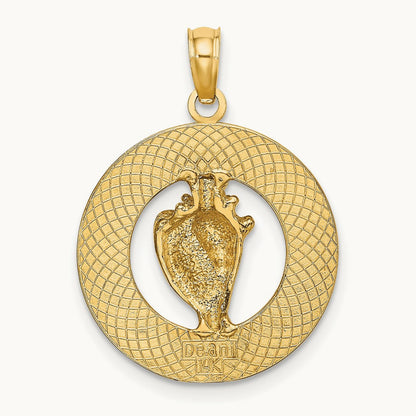 BONAIRE Circle w/ Conch Shell Charm, 14K