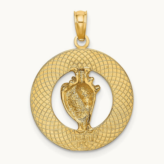 BONAIRE Circle w/ Conch Shell Charm, 14K