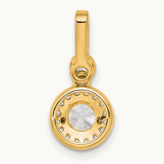 Round Halo Pendant, 1.00-2.00 ct tw Lab-Grown Diamond — 14K Yellow Gold, Standard