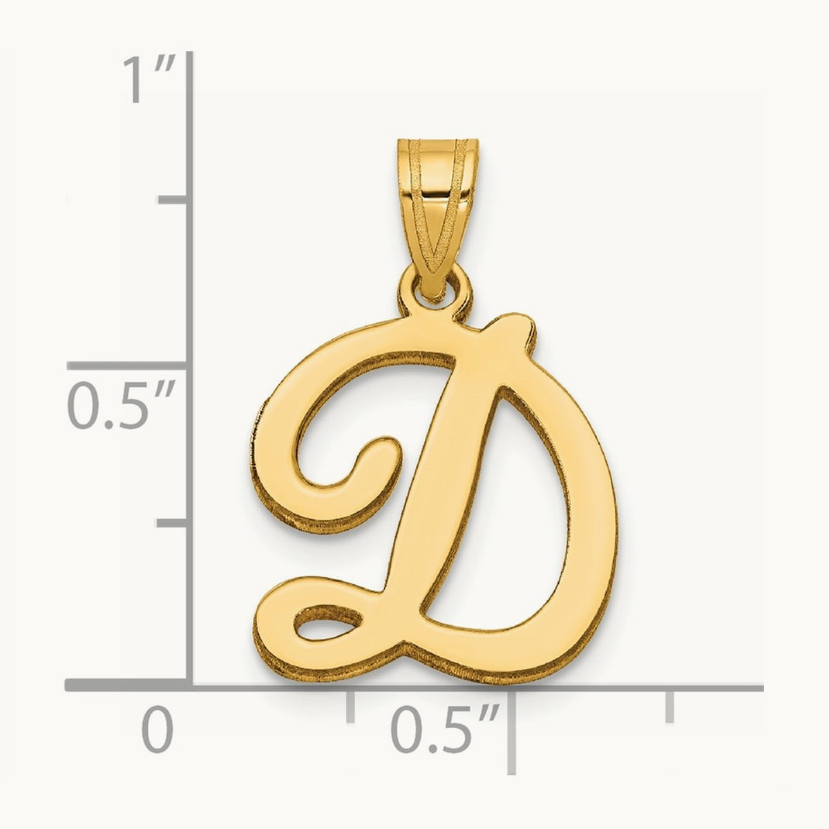 Script Letter D Initial Pendant, 14K