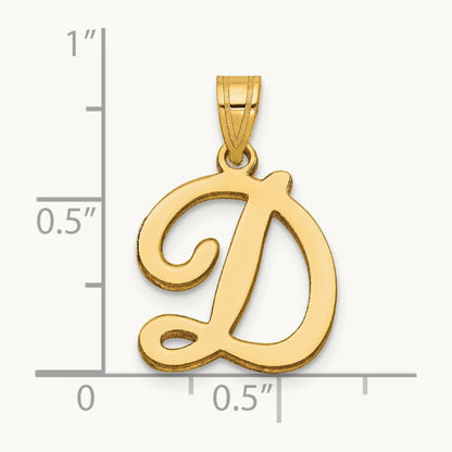 Script Letter D Initial Pendant, 14K